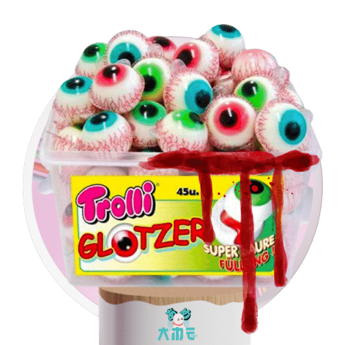 Bonbons Halloween: Trolli Glotzer oeil, gelée de fruits, guimauve